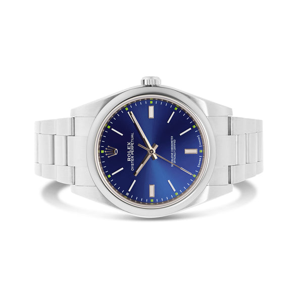 Oyster Perpetual 39 mm Blue Dial Domed Bezel Men's Watch