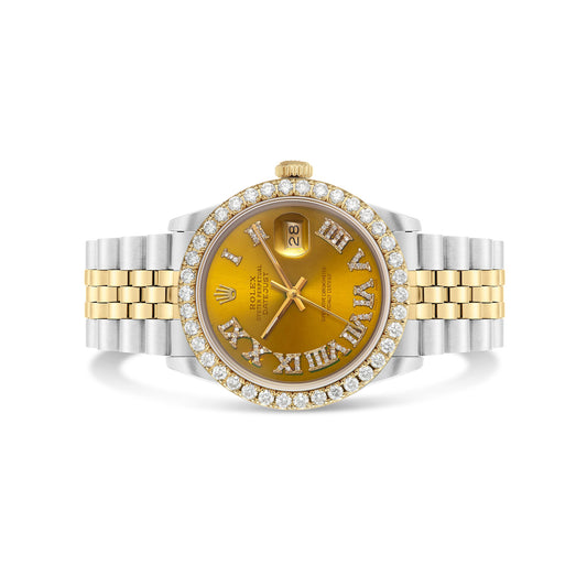 Two Tone 36 mm Rolex DateJust with 3 Carat Diamond Bezel