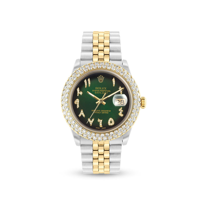 Green Arabic Diamond Two-Tone Rolex 16233, 36 mm