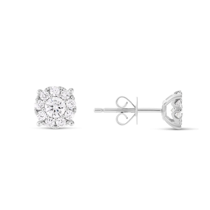 18k 0.20ct carat Cluster Diamond Stud Earrings