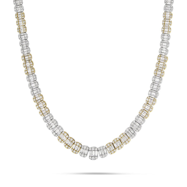 14K Two Tone 31.86ctw Baguette Diamond Chain