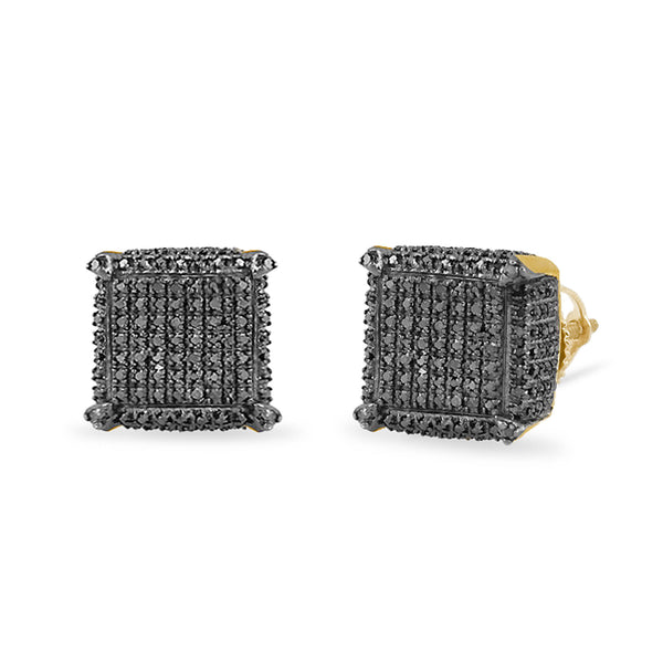 10k Yellow Gold .40ct Black Diamond Dice Earrings