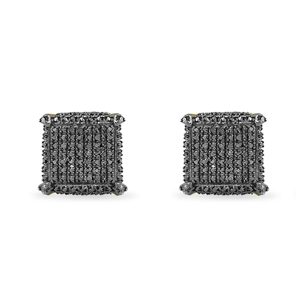 10k Yellow Gold .40ct Black Diamond Dice Earrings