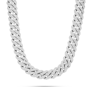 10K White Gold 54ctw Prongset Diamond 10mm Cuban Chain