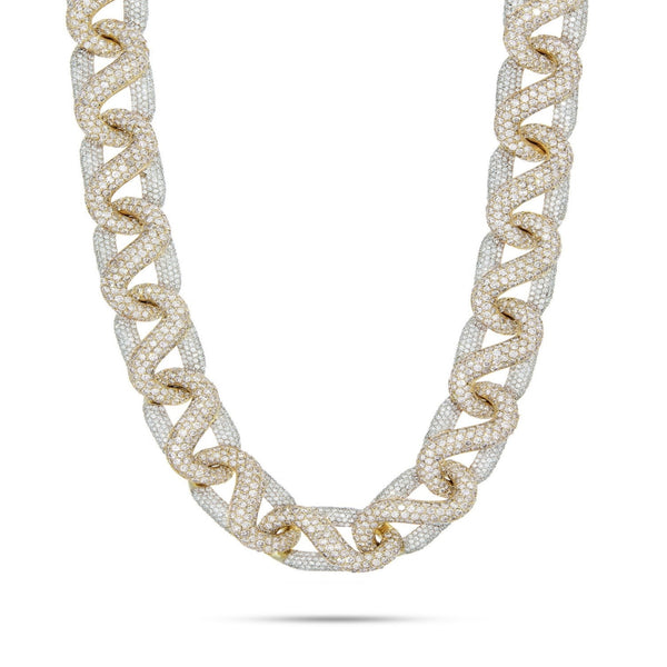 Custom 10K Two Tone 55ctw Diamond Infinity Link Cuban Chain