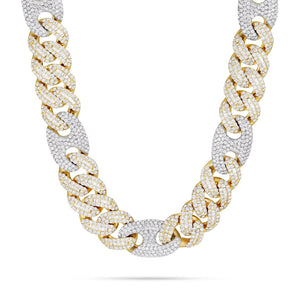 10K Yellow & White Gold 70ct Diamond Gucci and Cuban Link Chain