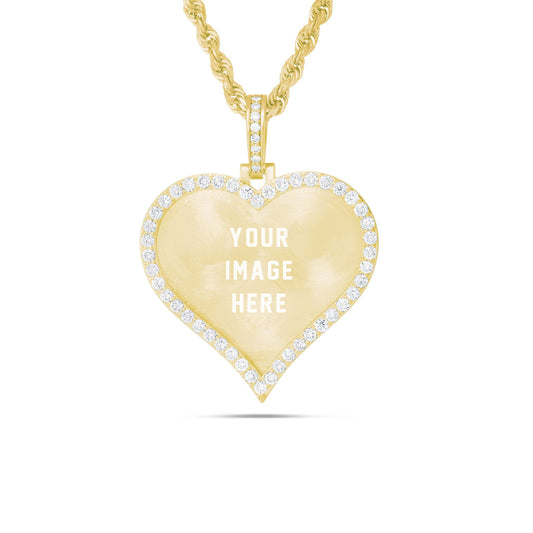 Medium Gold & Diamond Heart Picture Pendant