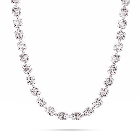 14k White Gold 14.02ct Diamond Baguette Necklace