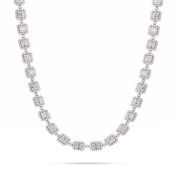 14k White Gold 14.02ct Diamond Baguette Necklace