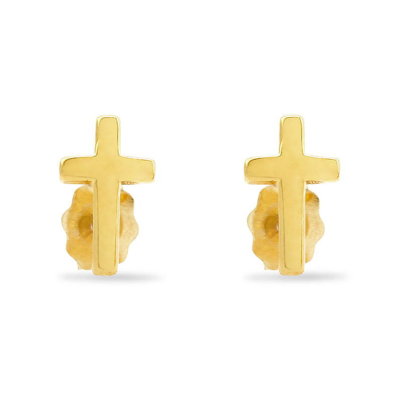 14k Gold Cross Studs