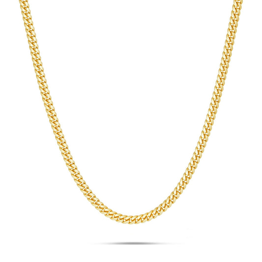 14K Solid Gold Cuban Chain, 3mm