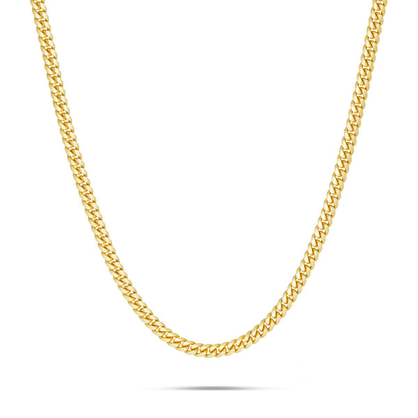 14K Solid Gold Cuban Chain, 3mm