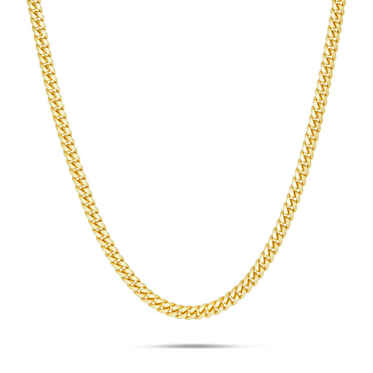 14K Solid Gold Cuban Chain, 4mm