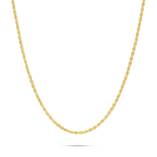 14K Solid Gold Rope Chain, 3mm