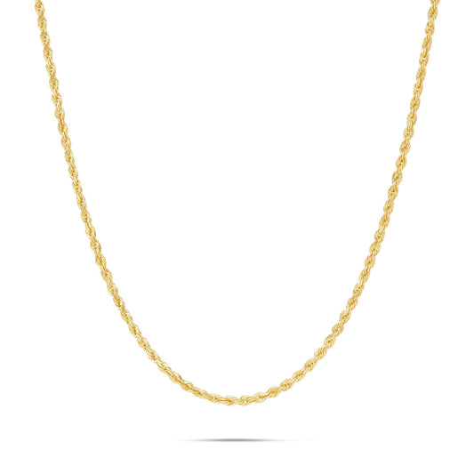 14K Solid Gold Rope Chain, 2mm