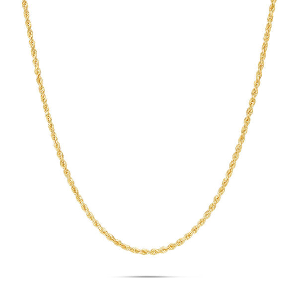 14K Solid Gold Rope Chain, 2mm