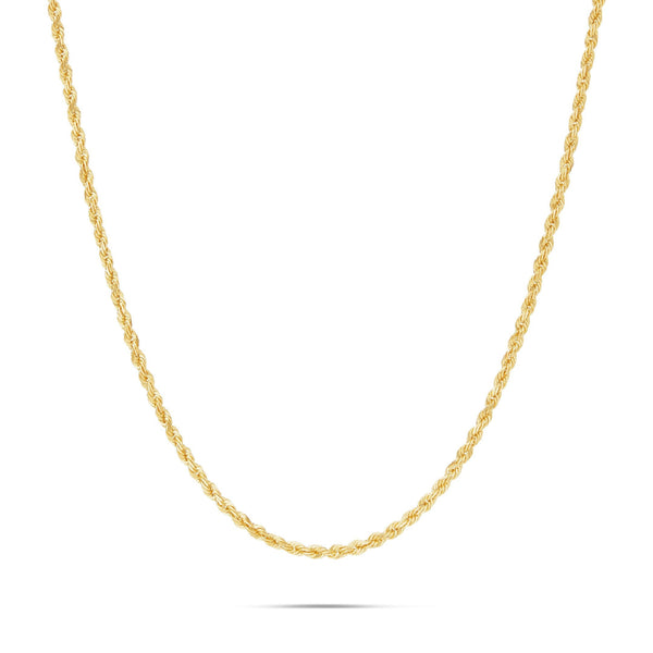 10K Solid Gold Rope Chain, 2mm