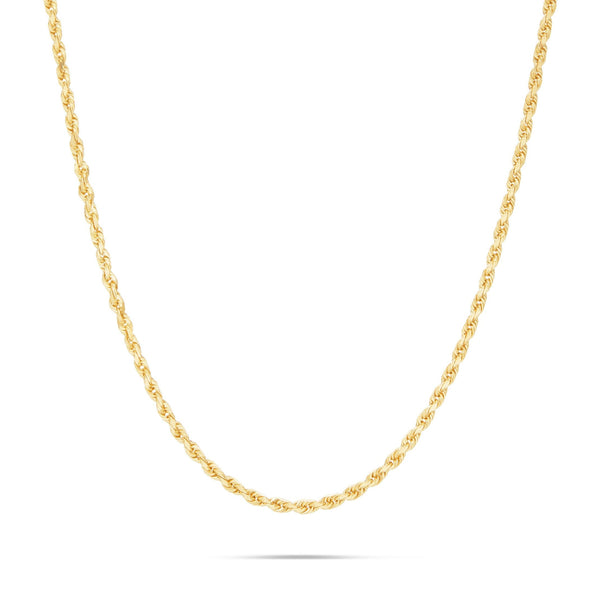 10K Solid Gold Rope Chain, 3mm