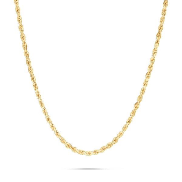 10K Solid Gold Rope Chain, 4mm