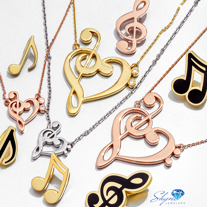 14k Yellow Gold Eighth Note Music Pendant