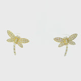 18K Gold 0.6ct Diamond Dragon Fly Stud Earrings