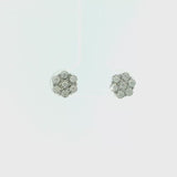 10K White Gold with Diamond Flower Stud Earrings