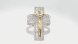 14K Two-Tone Crucifix Ring