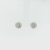 10K White gold Diamond Flower Stud Earrings