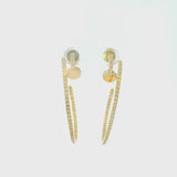 18K Yellow Gold Diamond Nail Hoop Earrings