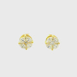 10K Yellow Gold Stud with Multi-Shape Diamond Earring