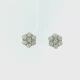 10K White Gold with Diamond Flower Stud Earrings