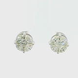 10K White Gold Stud with Multi-Shape Diamond Earring