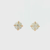 10K Rose Gold Medium Stud with Multi-Shape Diamond Earring