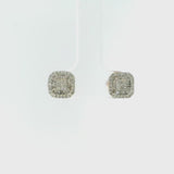 14K Rose Gold Baguette & Round Diamond Square Stud Earrings