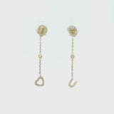 18K Yellow Gold Diamond Drop U and Heart Stud Earrings