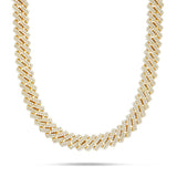 10K Gold 40.44ctw Prongset Diamond 15mm Cuban Chain