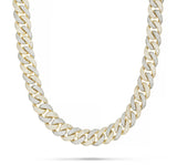 14K Gold Two Tone 40ctw Prongset Diamond 16mm Cuban Chain