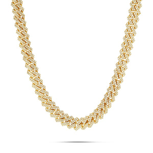 10K Gold 27.56ctw Prongset Diamond 16mm Cuban Chain