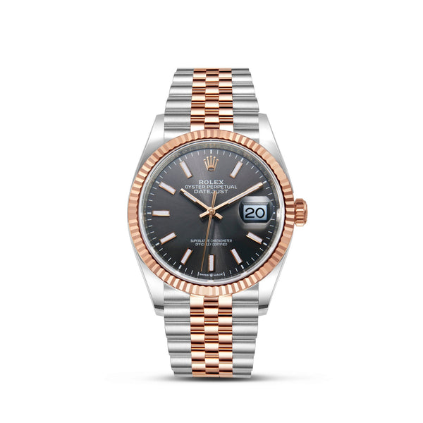 Rolex DateJust 36mm Grey 18K Rose Gold & Stainless Steel Jubilee