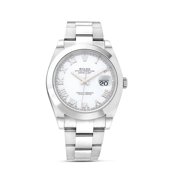 Rolex DateJust 41mm White Roman Oyster Band