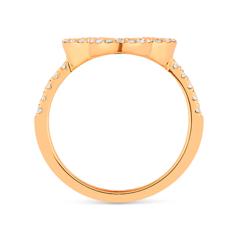 10K Gold Baguette Diamond Clover Ring