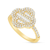 10K Gold Baguette Diamond Clover Ring