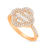 10K Gold Baguette Diamond Clover Ring