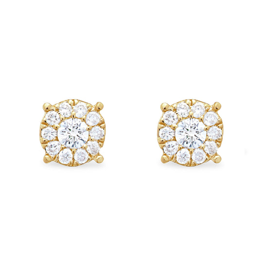 14k Yellow Gold 0.40ct Diamond Cluster Earrings