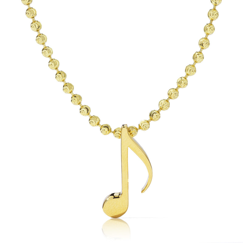 14k Yellow Gold Eighth Note Music Pendant