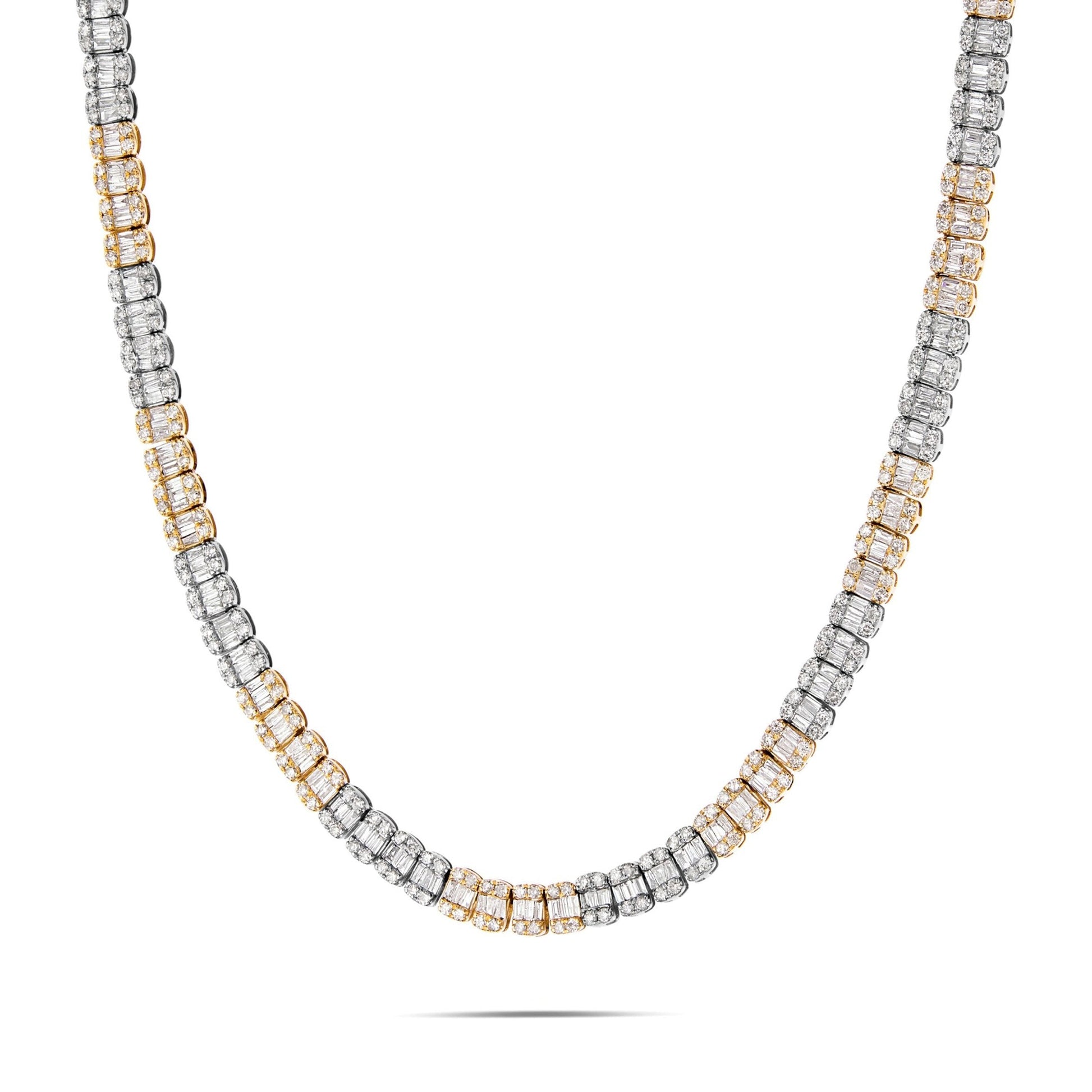 14K Gold Two Tone 21.5ctw Baguette Diamond Chain