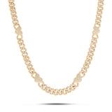 10K Gold 4.21ct Diamond Cuban Chain with Heart Motifs