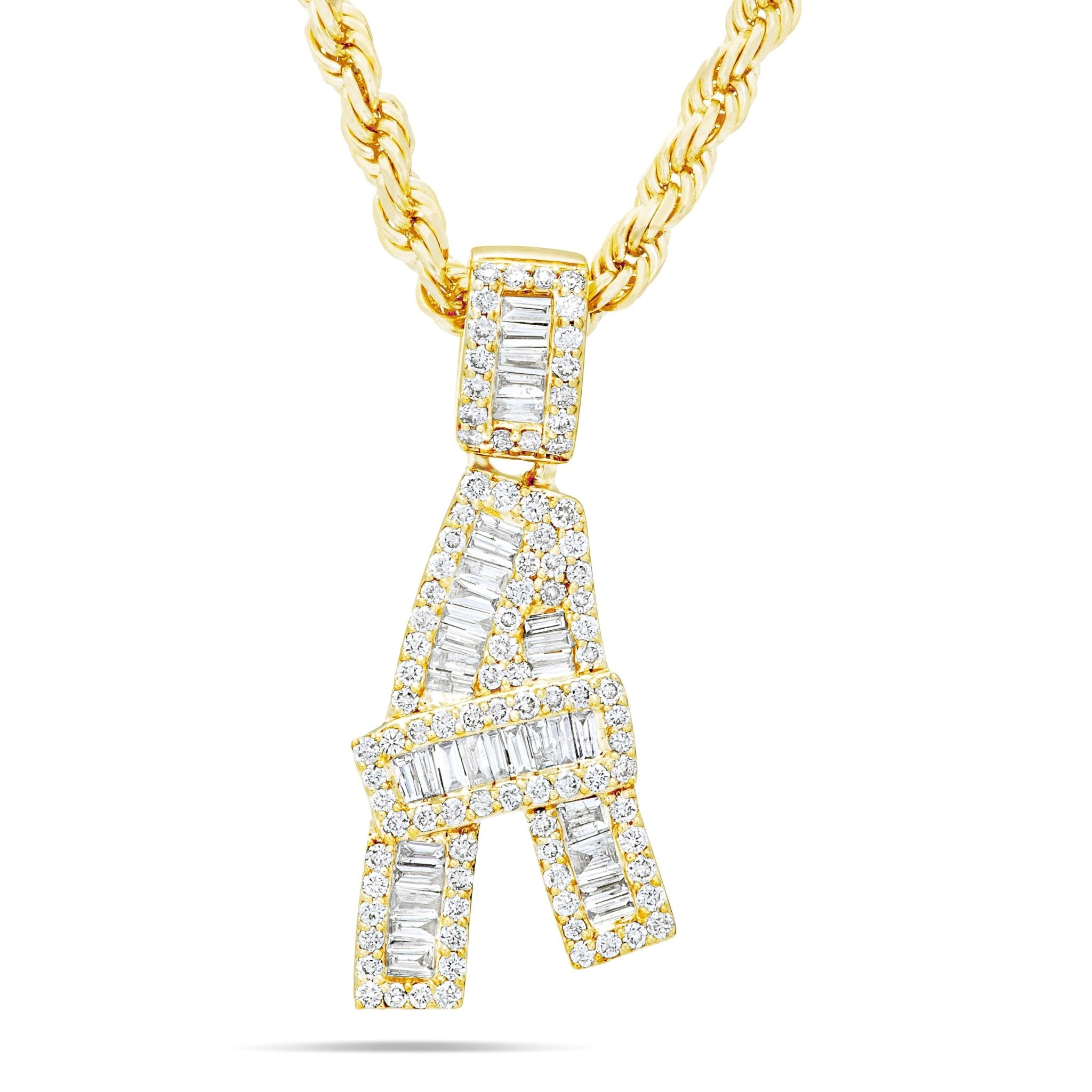 10K Gold 0.81ct Baguette Diamond Initial Pendant – Shyne Jewelers™