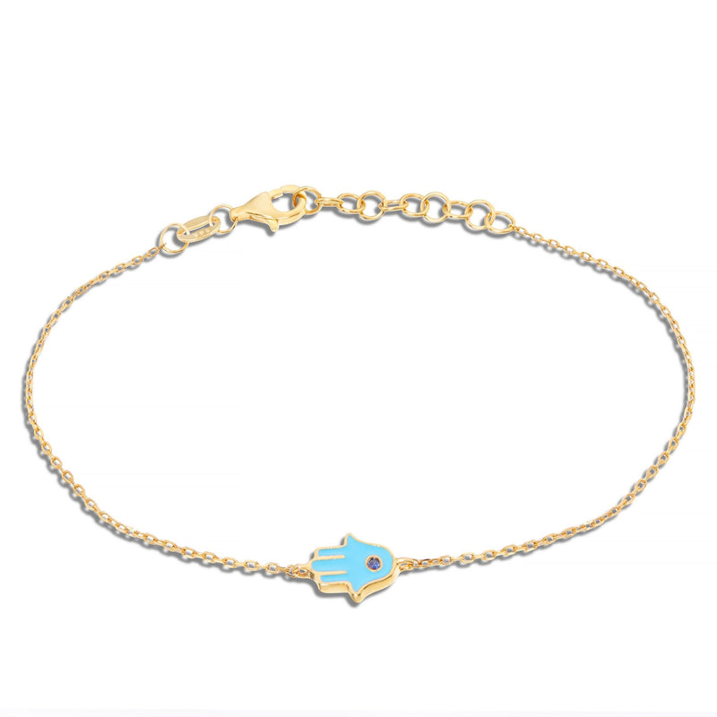 Shop Sydney Evan 14kGold & Turquoise Mini Enamel Hamsa Bracelet with Bezel  Set Diamond