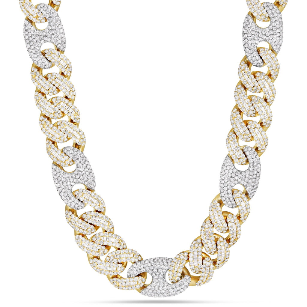 10K Yellow & White Gold 70ct Diamond Gucci and Cuban Link Chain 